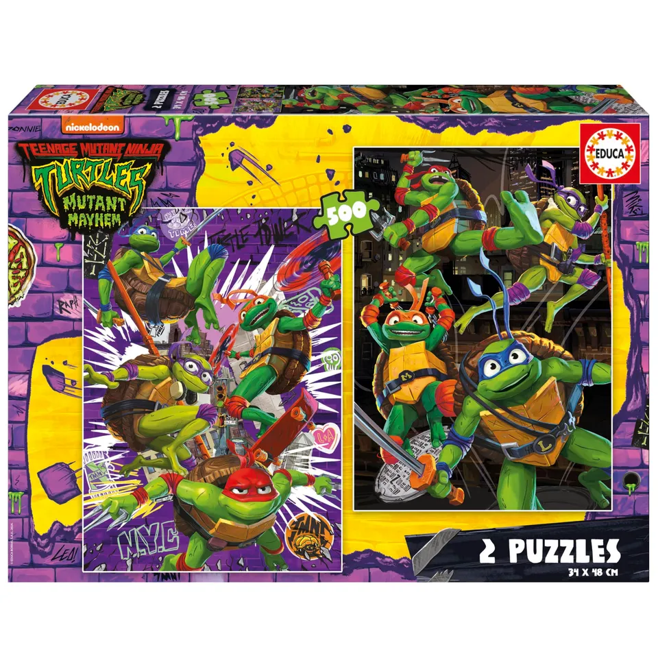 educa-ninja-turtles-19916-puzzle-2x500-teile-set image 1