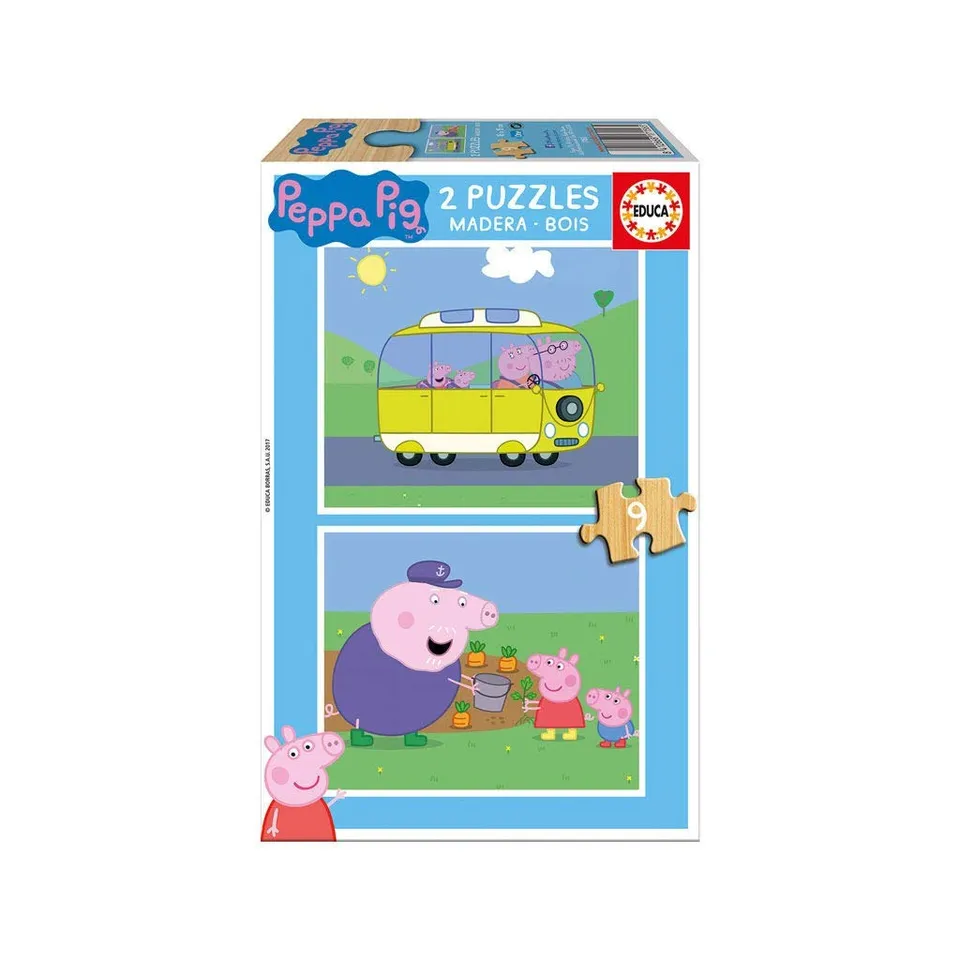 educa-17156-peppa-pig-holzpuzzle-2x9-teile-f-r-kinder image 1