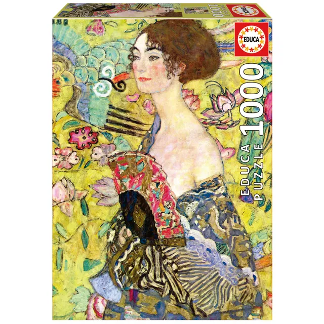 educa-19932-dame-mit-f-cher-puzzle-1000-teile-klimt image 1