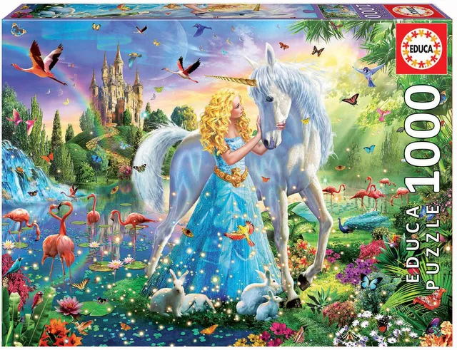 educa-prinzessin-und-einhorn-puzzle-1000-teile-fantasy-17654 image 1