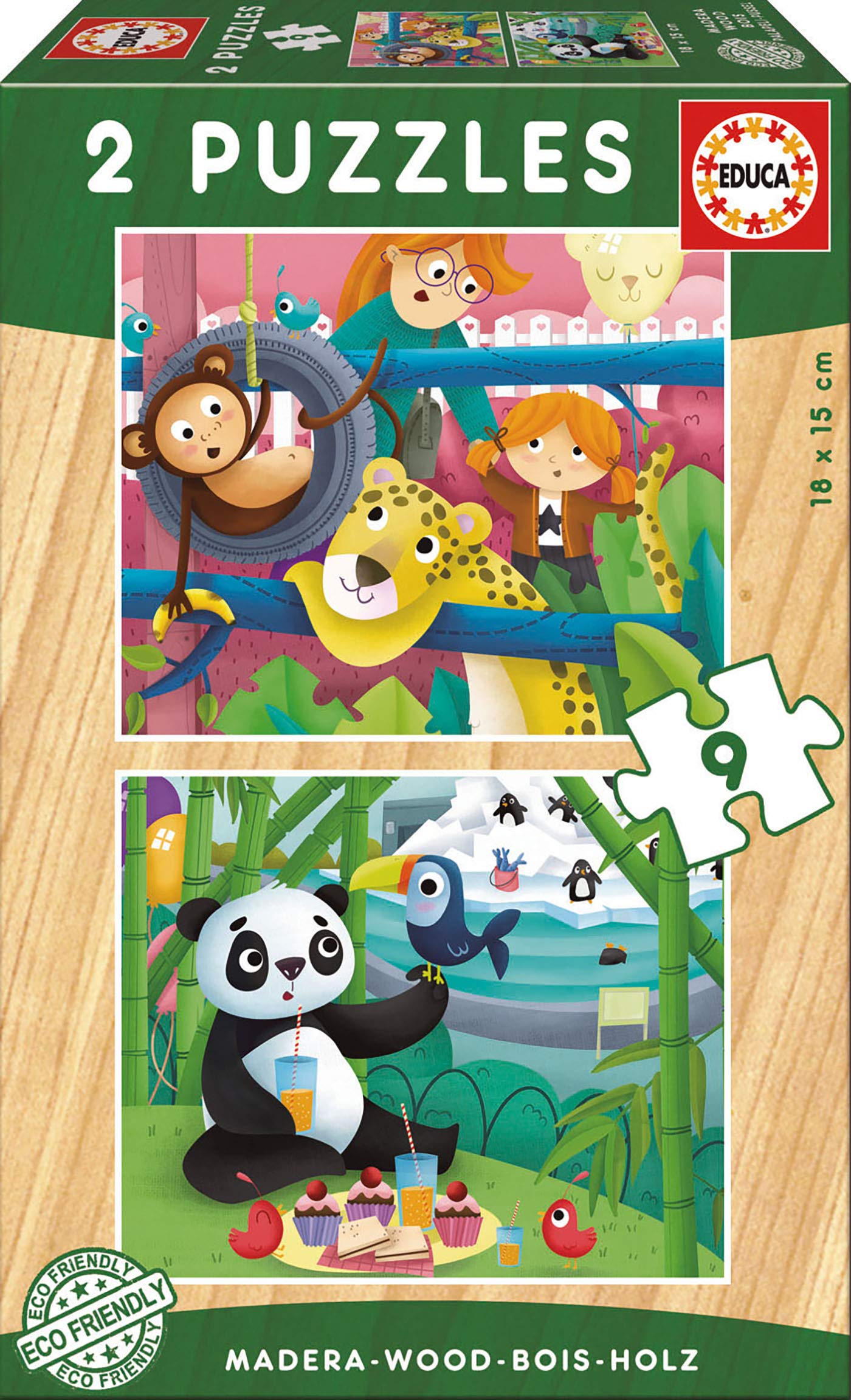 educa-17616-holzpuzzle-zoo-tiere-2x9-teile-ab-3-jahre image 1