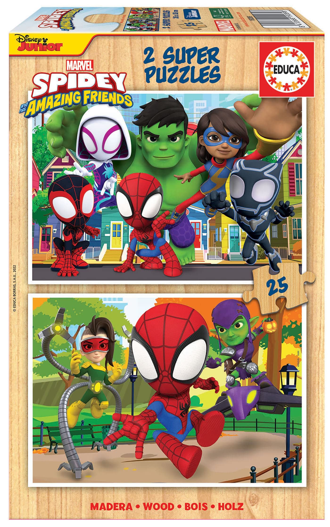 educa-spidey-holzpuzzle-2x25-teile-marvel-spiderman-ab-3 image 1