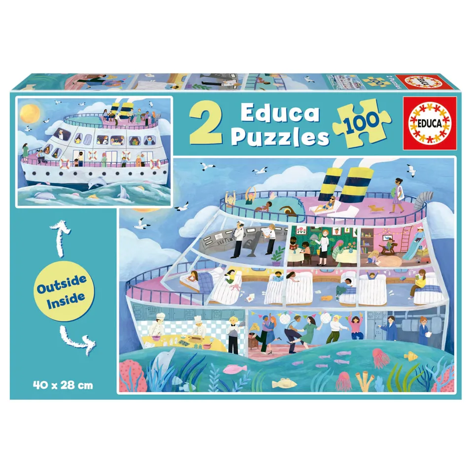 educa-kinderpuzzle-boot-2x100-teile-set-ab-6-jahren image 1