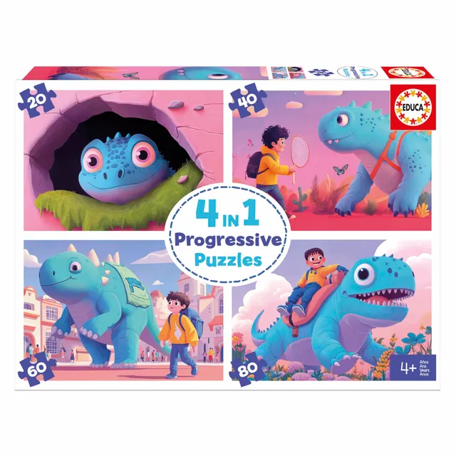 educa-freundliche-dinos-20222-kinderpuzzle-4in1-20-80-teile image 1