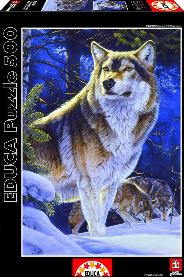 educa-15151-wolf-auf-wache-puzzle-500-teile-tiermotiv image 1