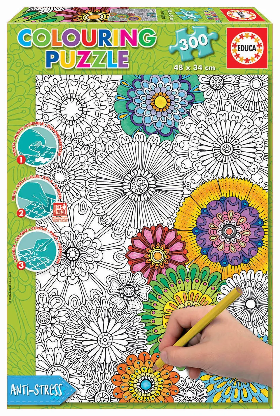 educa-17090-big-blossoms-puzzle-300-teile-zum-ausmalen image 1