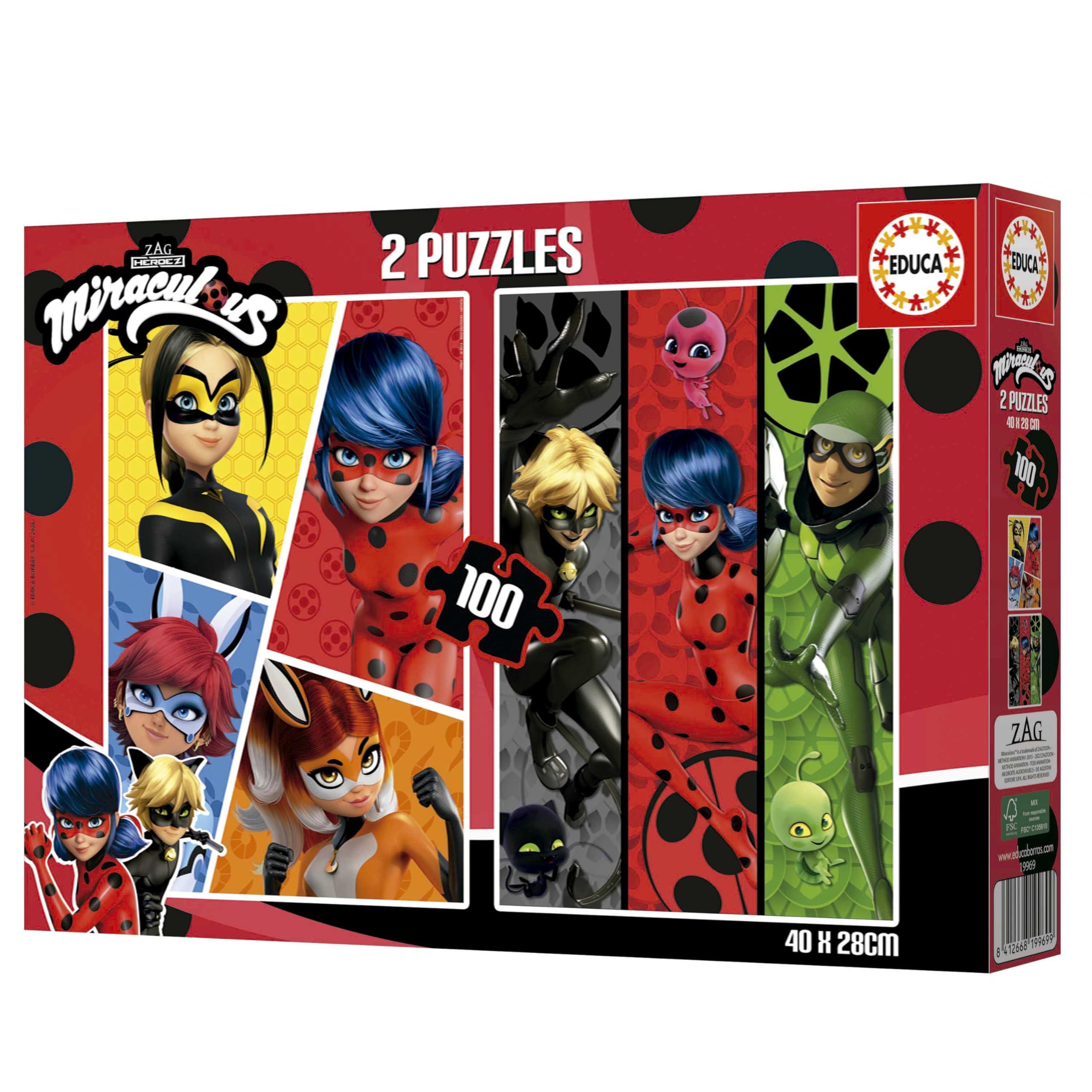 educa-ladybug-19969-2x100-teile-kinderpuzzle-40x28-cm image 3