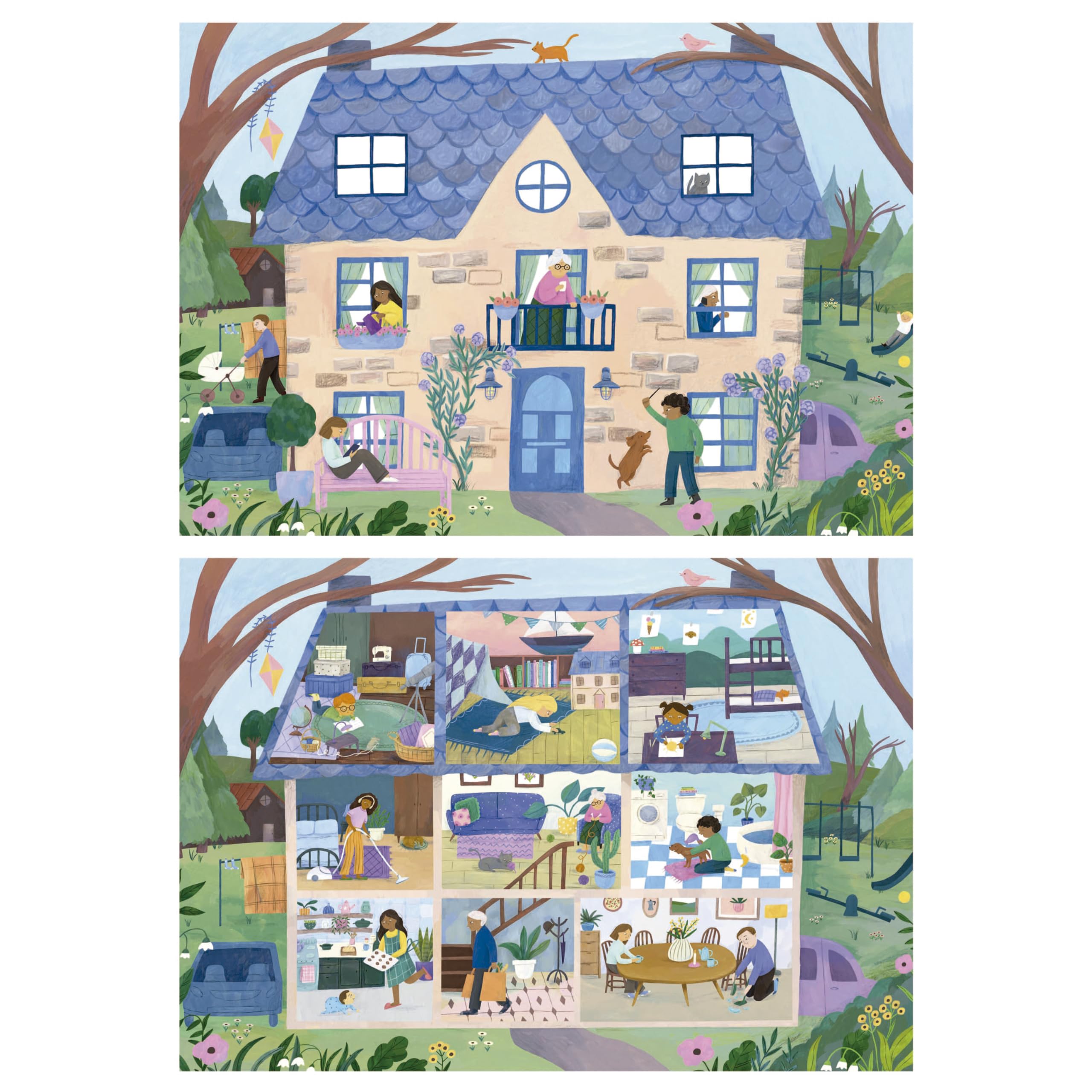 educa-kinderpuzzle-zuhause-19957-2x100-teile-haus-ab-6-jahren image 2
