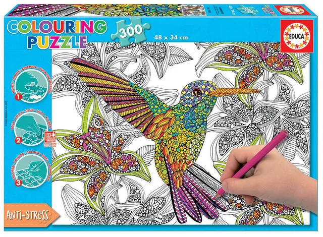 educa-17083-hummingbird-colouring-puzzle-300-teile image 1