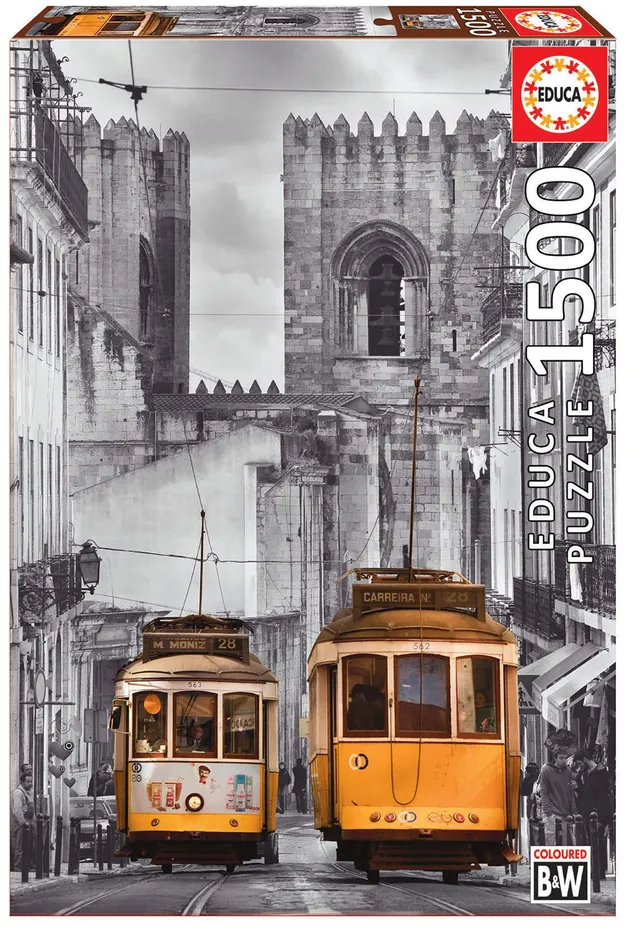 educa-alfama-district-lisbon-puzzle-1500-teile-schwarz-wei image 1