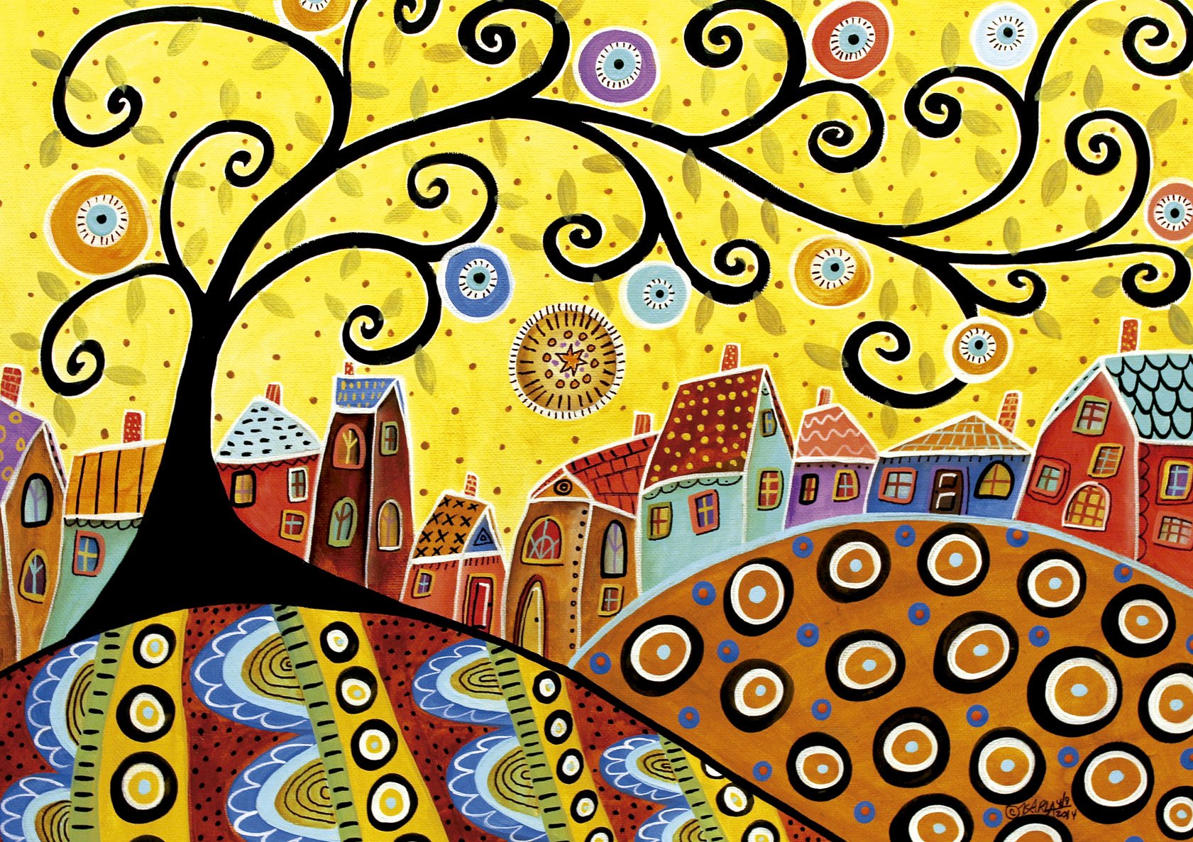 educa-blooming-village-puzzle-1000-teile-karla-gerard image 2
