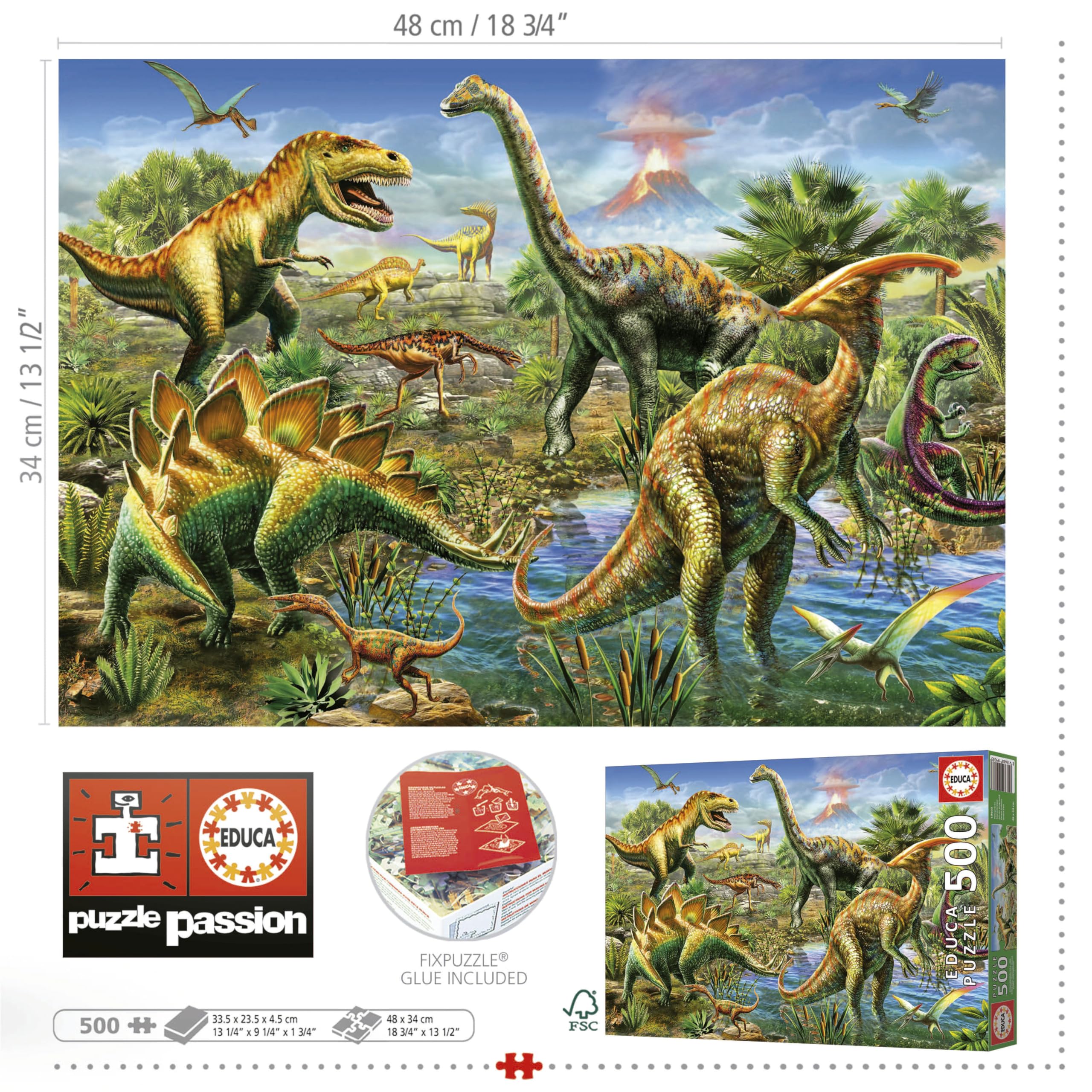 educa-19903-jurassic-park-500-teile-puzzle-dinosaurier image 3