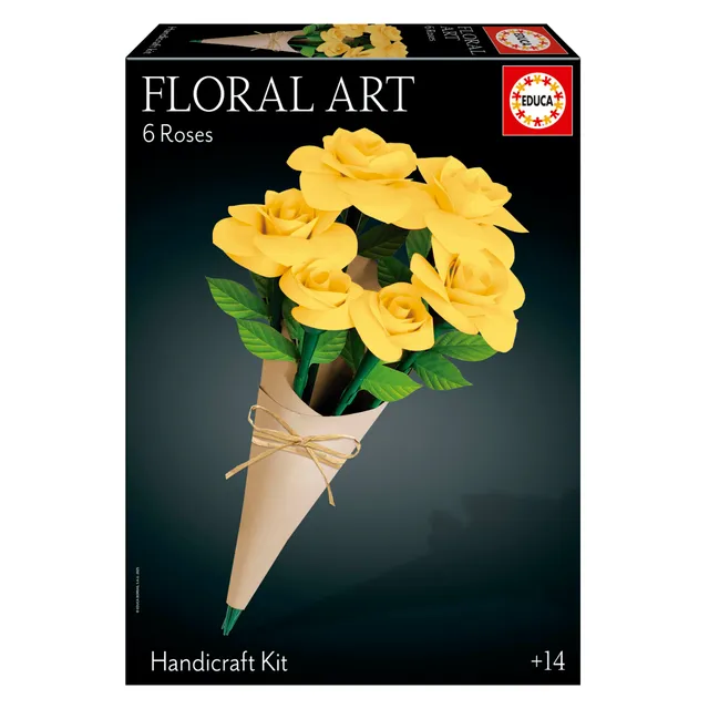 educa-floral-art-20422-bastelset-gelber-rosenstrau-12-papierrosen image 1