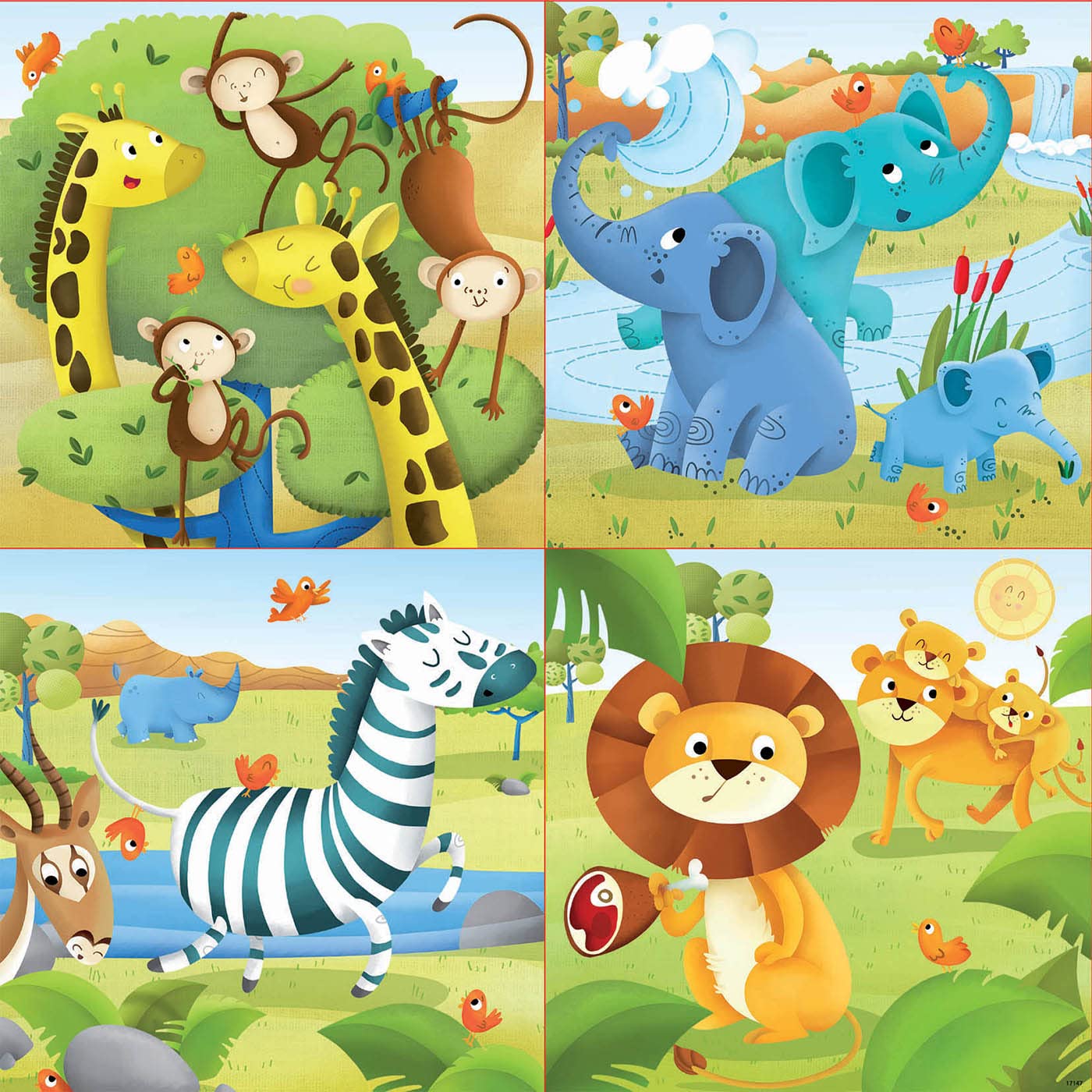 educa-wilde-tiere-4in1-kinderpuzzle-12-25-teile-ab-3-jahren image 2