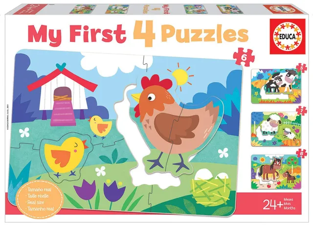 educa-18899-mama-und-baby-puzzle-5in1-bauernhof image 1