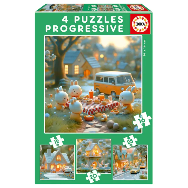educa-stadt-der-hasen-kinderpuzzle-4in1-12-25-teile image 1