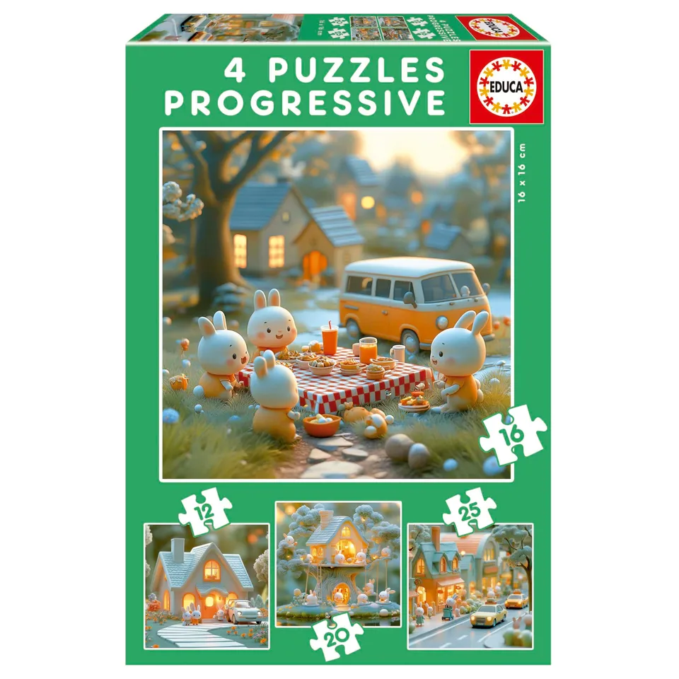 educa-stadt-der-hasen-kinderpuzzle-4in1-12-25-teile image 1
