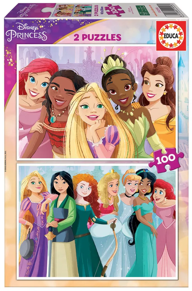educa-disney-prinzessinnen-puzzle-2x100-teile-ab-5-jahren image 1