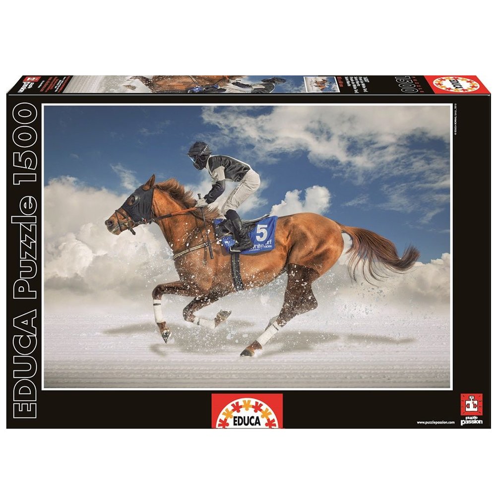 educa-16307-white-turf-puzzle-1500-teile-pferderennen image 1