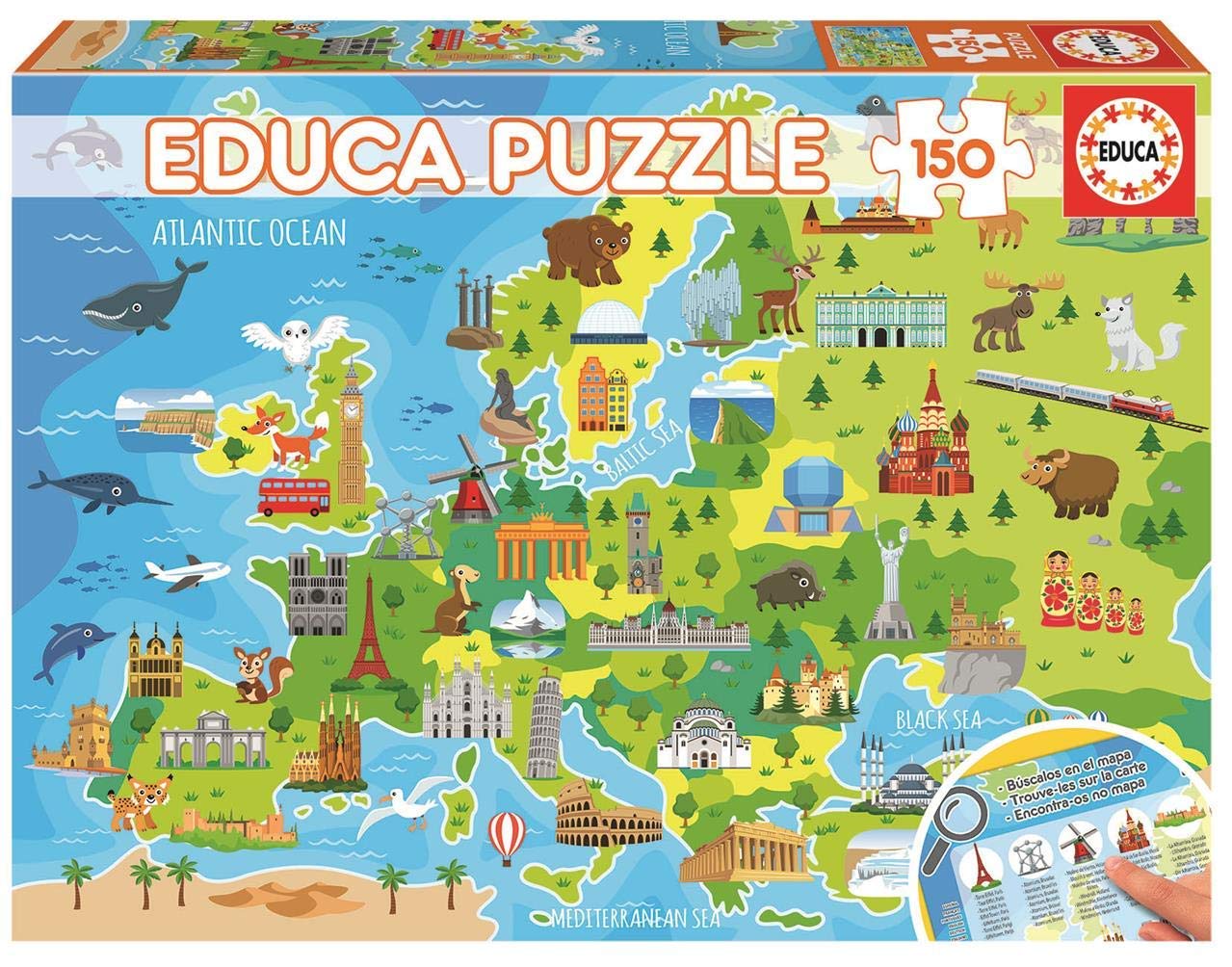 educa-weltkarte-monumente-18116-lernpuzzle-150-teile-ab-6 image 7