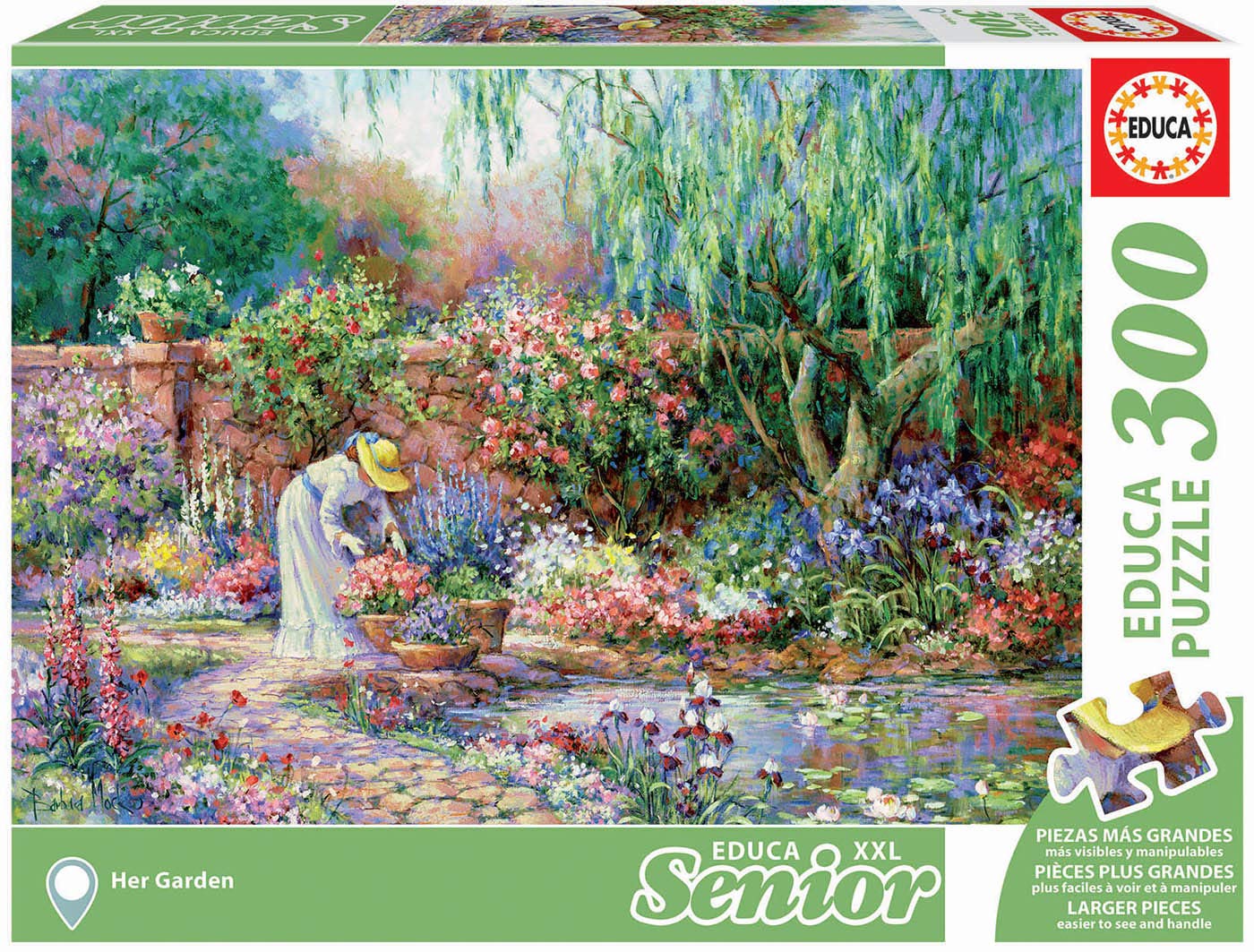 educa-dame-im-garten-17981-300-xxl-teile-puzzle-senioren image 1