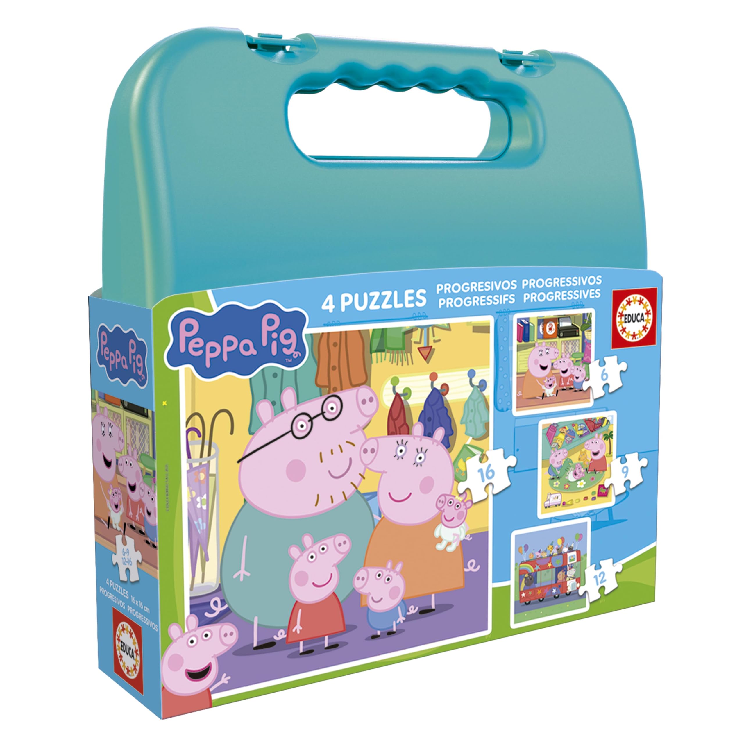 educa-20328-peppa-pig-kinderpuzzle-4er-set-mehrfarbig-ab-3-jahren image 1