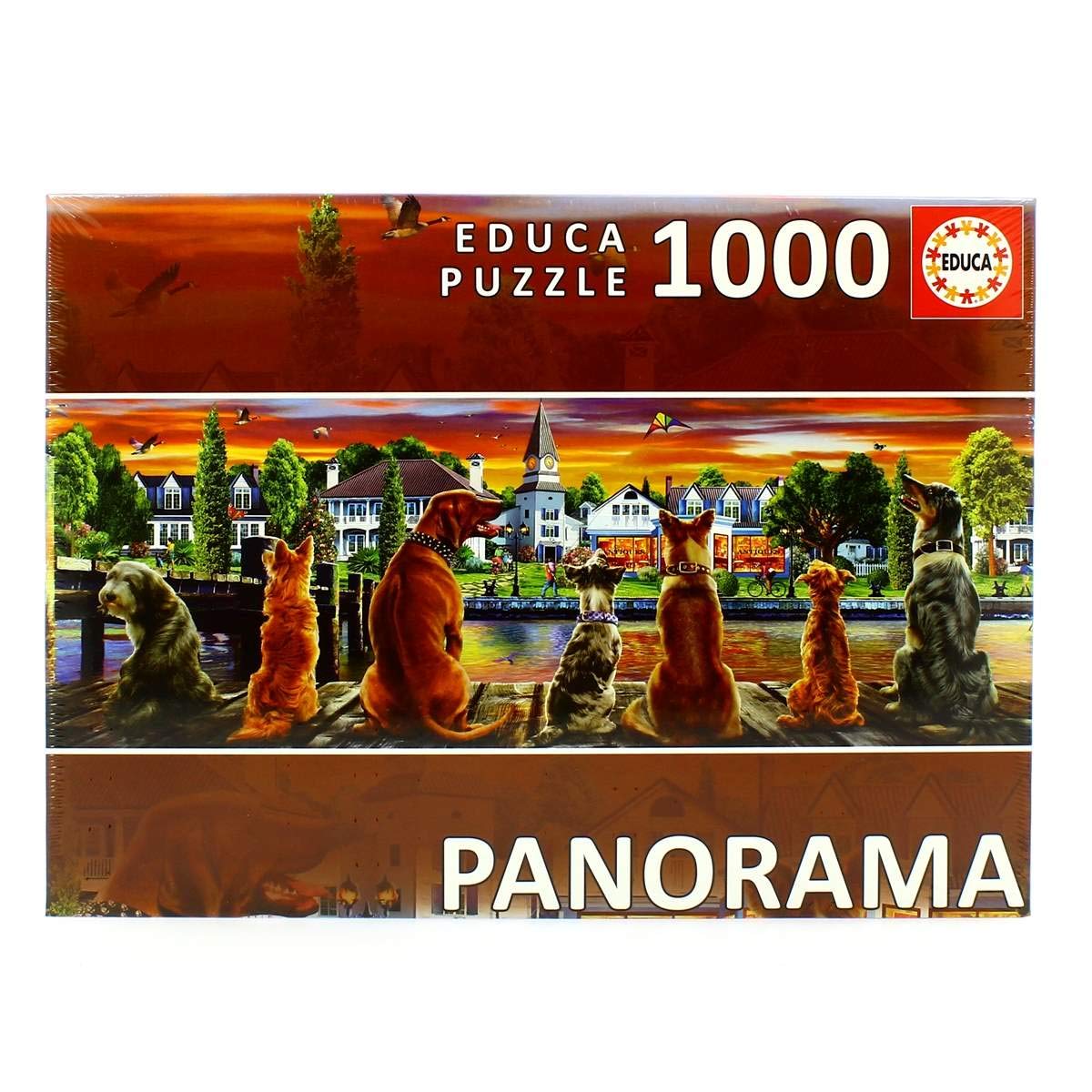 educa-17689-hunde-auf-dem-pier-1000-teile-panorama-puzzle image 1