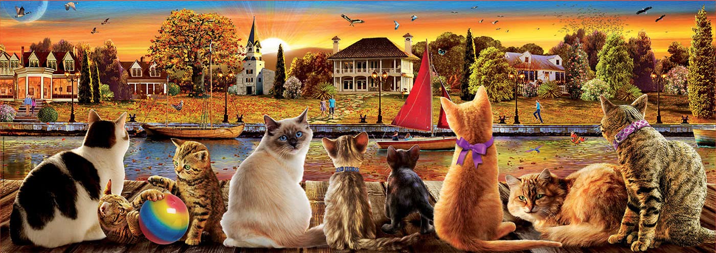 educa-katzen-am-quai-18001-puzzle-1000-teile-panorama image 2