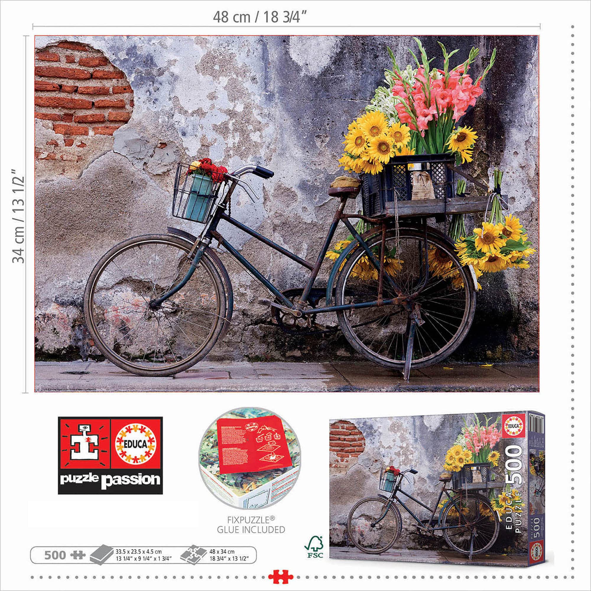 educa-fahrrad-mit-blumen-17988-puzzle-500-teile-ab-11-jahren image 3
