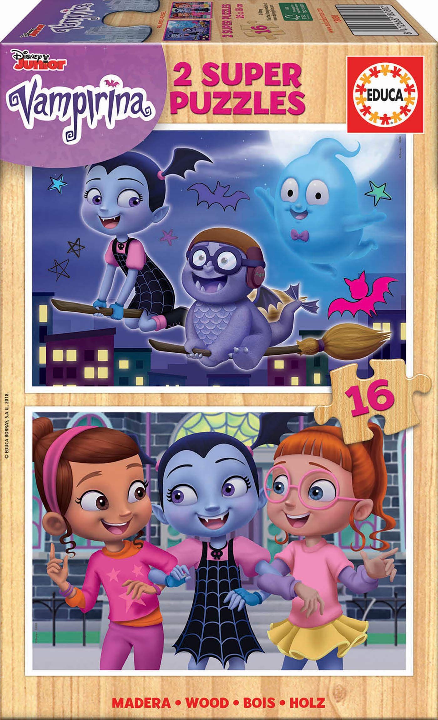 educa-vampirina-kinderpuzzle-2x16-teile-disney-tiere-ab-3-jahren image 1