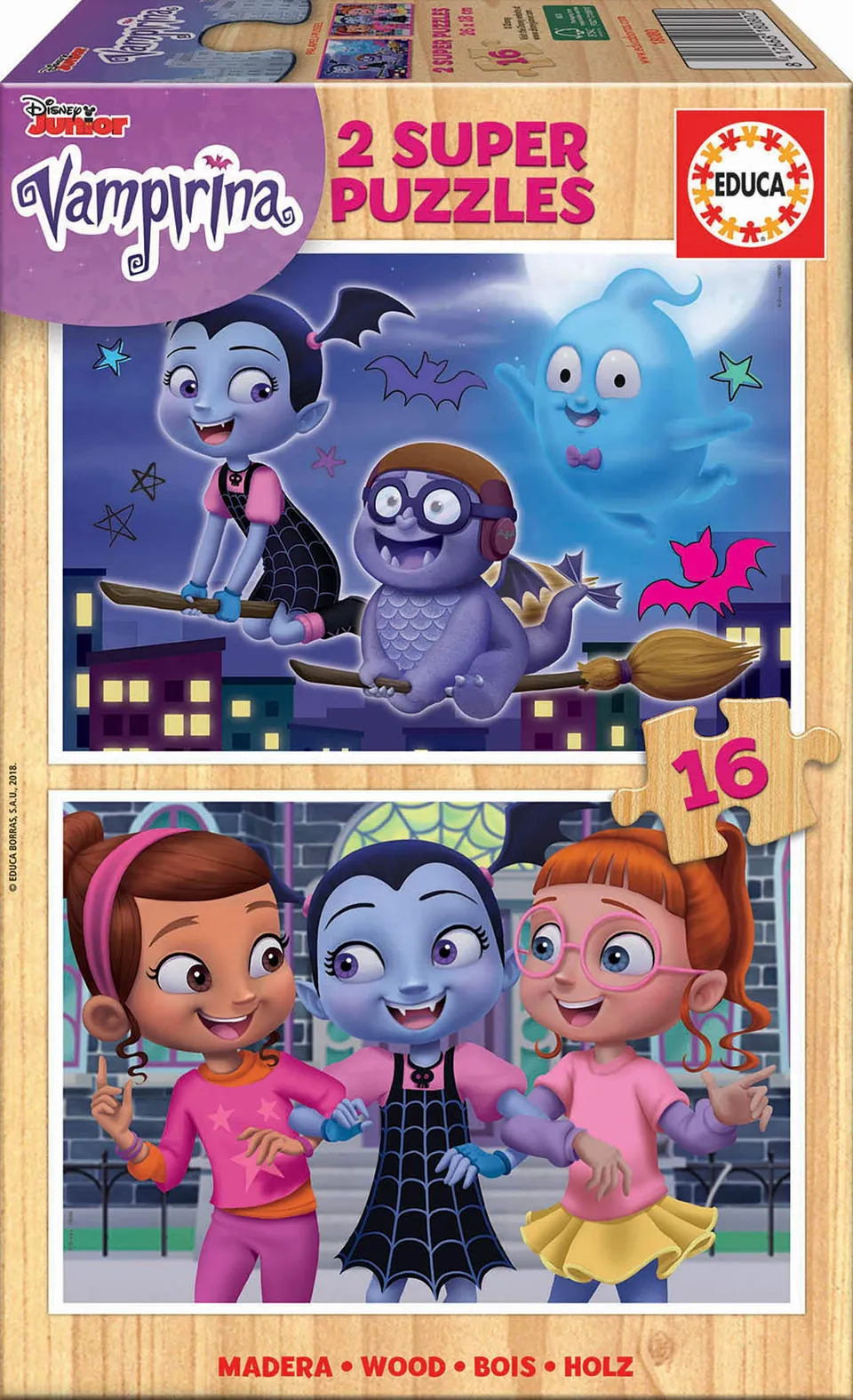 educa-vampirina-kinderpuzzle-2x16-teile-disney-tiere-ab-3-jahren image 1