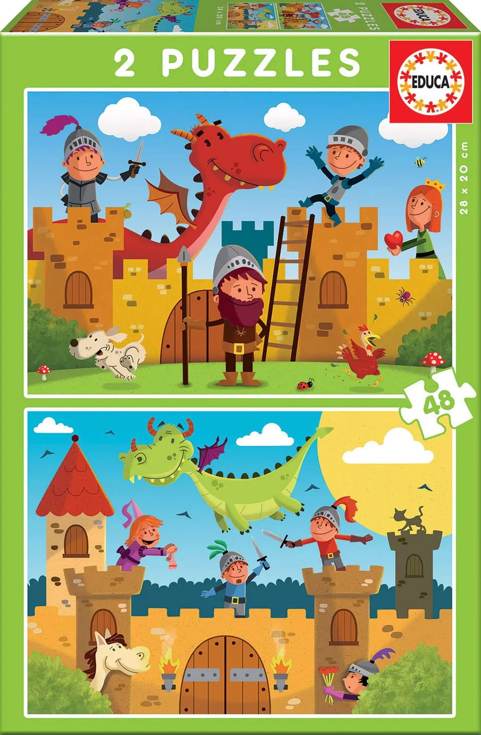 educa-drachen-und-ritter-17151-puzzle-2x48-teile-ab-4-jahren image 1