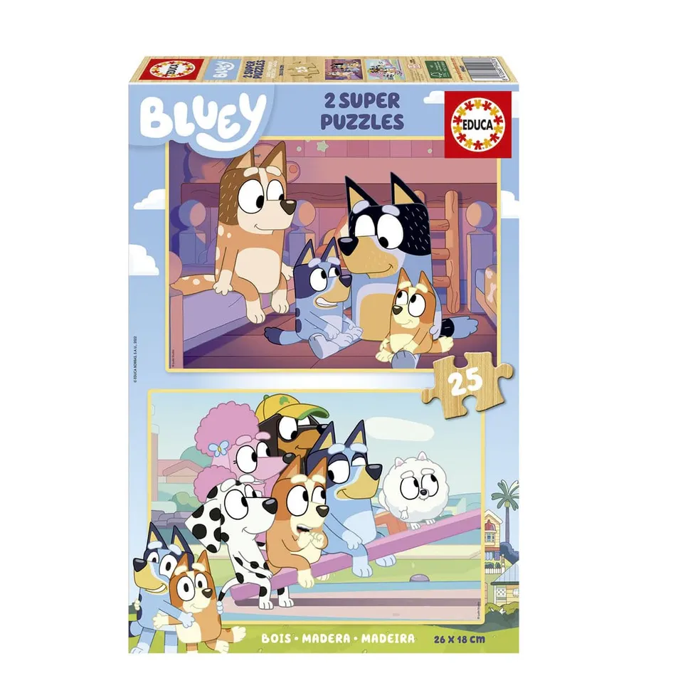 educa-bluey-holzpuzzle-2x25-teile-kinder-ab-3-jahren image 1