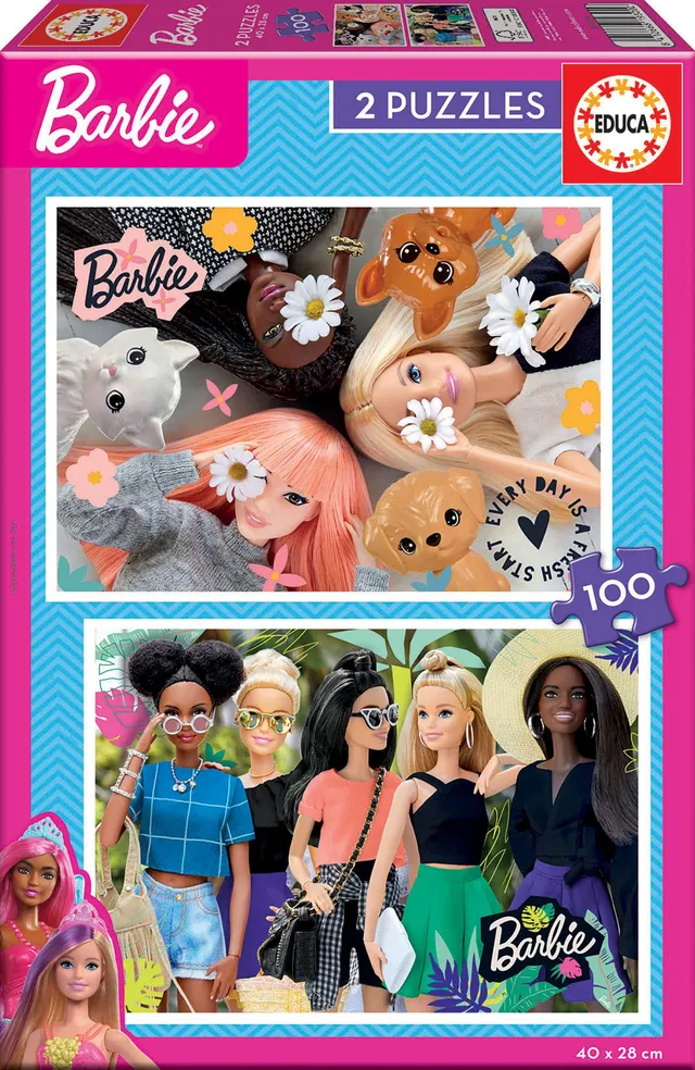educa-barbie-puzzleset-2x100-teile-ab-6-jahren-40x28-cm image 1