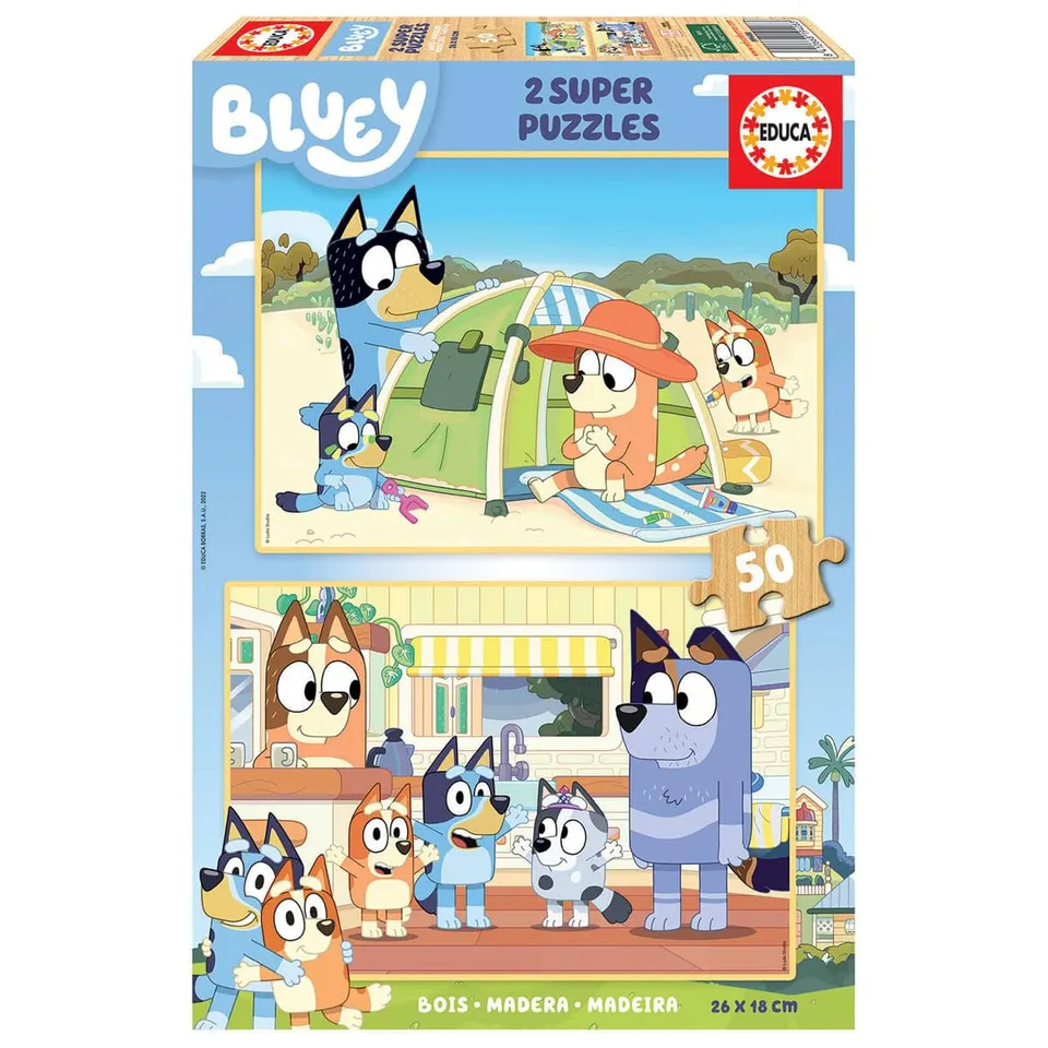 educa-19408-bluey-holzpuzzle-2x50-teile-kinder-ab-4-jahren image 1
