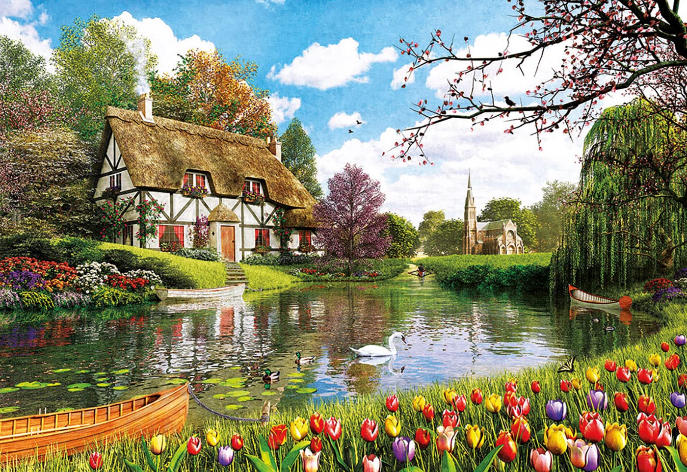 educa-lakeside-cottage-at-spring-puzzle-6000-teile-156x107-cm image 2