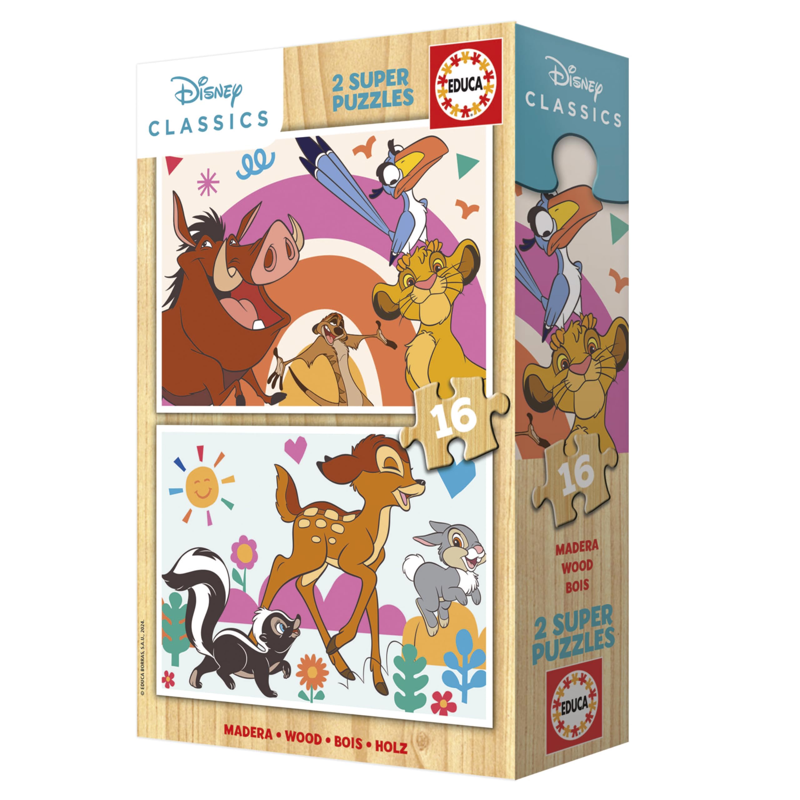 educa-19981-disney-tiere-holzpuzzle-2x16-teile-ab-3-jahren image 3