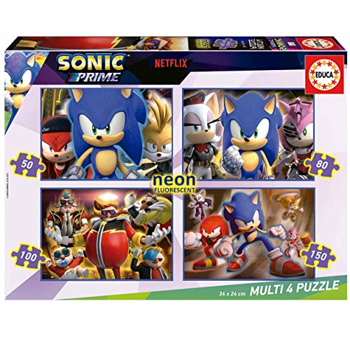 educa-19631-sonic-prime-neon-kinderpuzzle-4in1-50-150-teile image 8