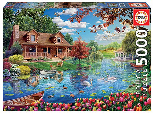 educa-19056-haus-am-see-puzzle-5000-teile-landschaft image 6