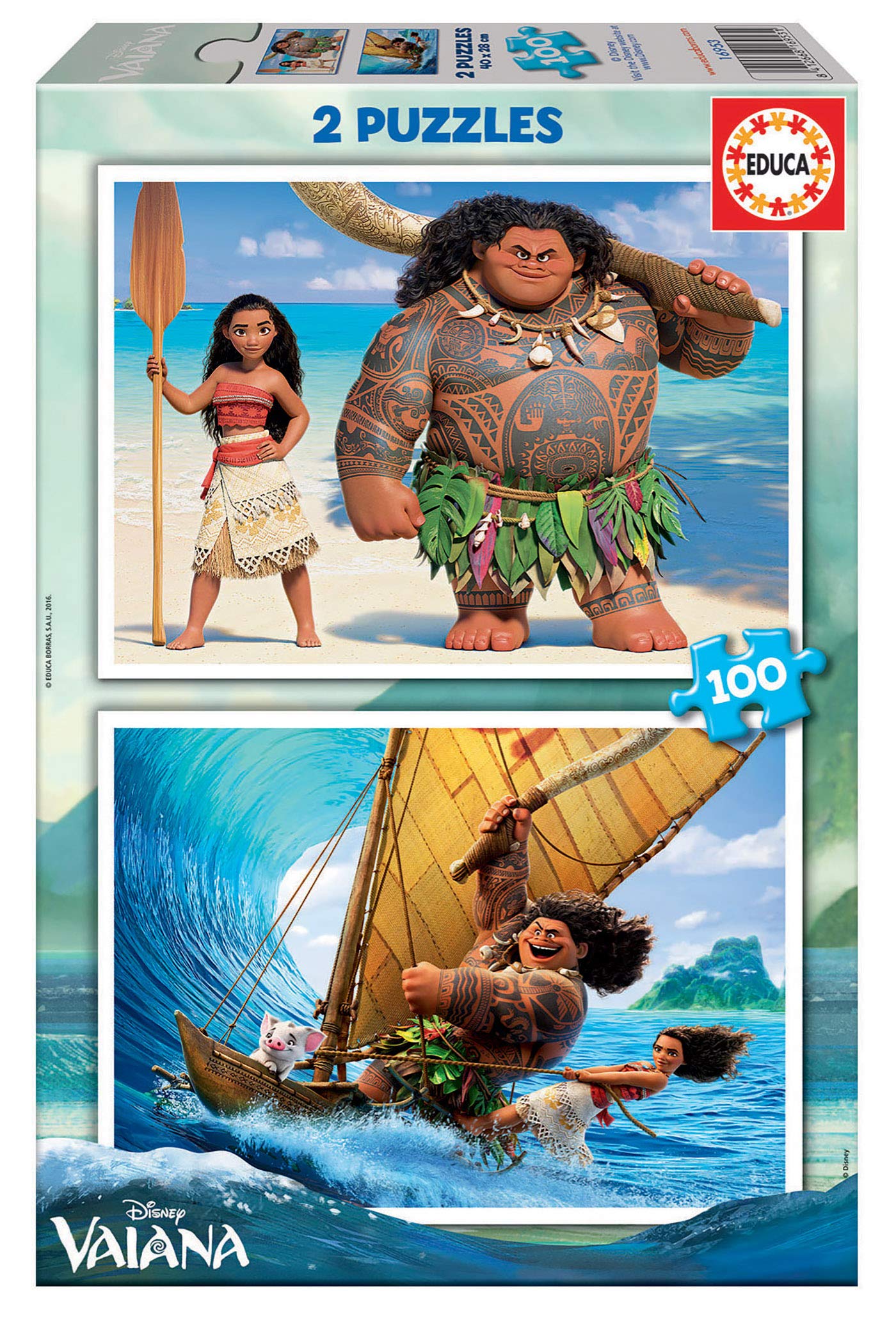 educa-vaiana-16953-puzzle-2x100-teile-motiv-set-ab-6-jahren image 1
