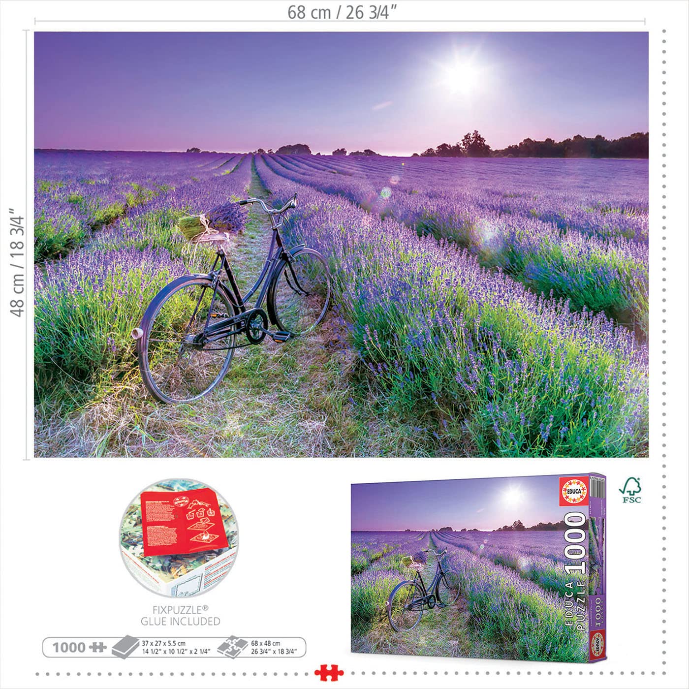 educa-fahrrad-im-lavendelfeld-19255-puzzle-1000-teile image 3