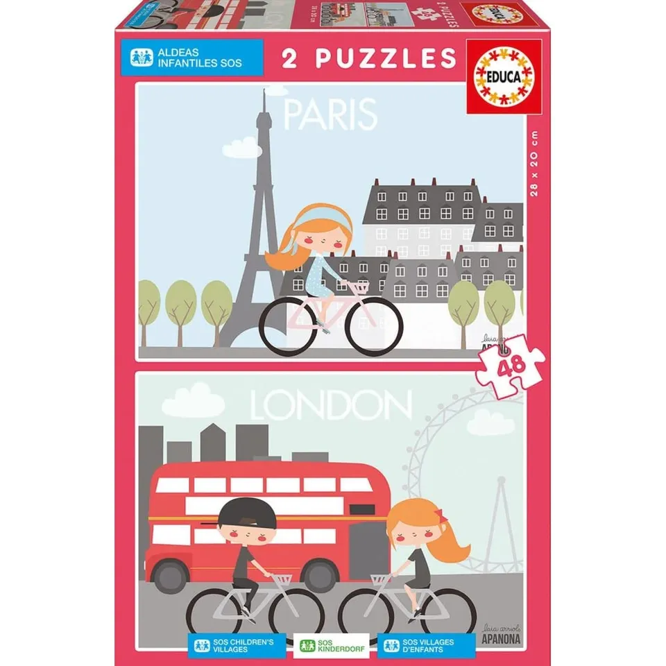 educa-17726-sos-kinderdorf-puzzle-2x48-teile-ab-4-jahren image 1