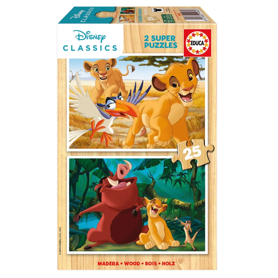 educa-19960-k-nig-der-l-wen-holzpuzzle-2x25-teile-simba image 1