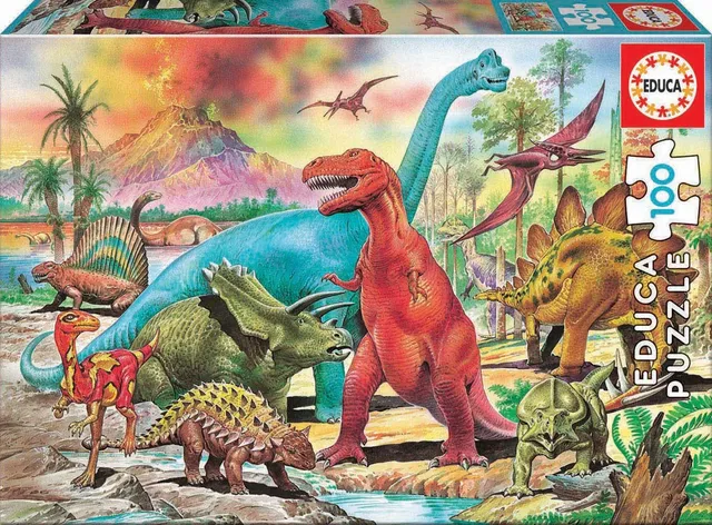 educa-dinosaurier-kinderpuzzle-100-teile-ab-6-jahren-t-rex image 1