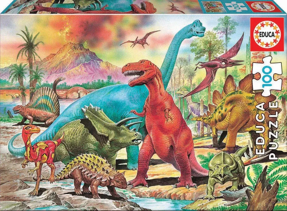educa-dinosaurier-kinderpuzzle-100-teile-ab-6-jahren-t-rex image 1