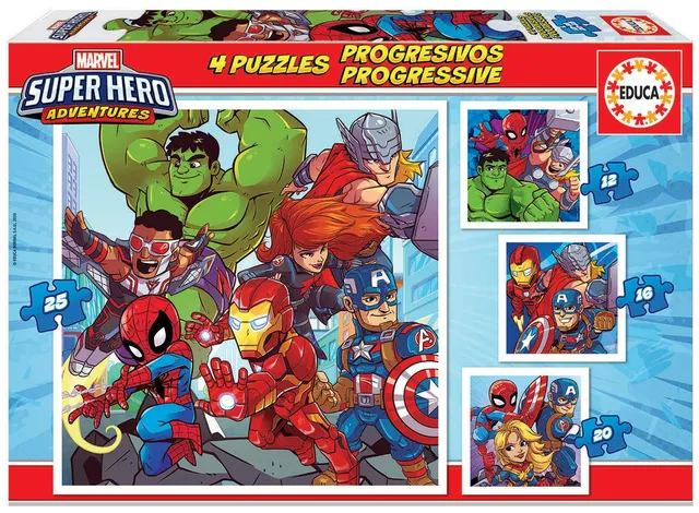educa-marvel-super-hero-adventures-kinderpuzzle-4er-set-12-25teile image 1