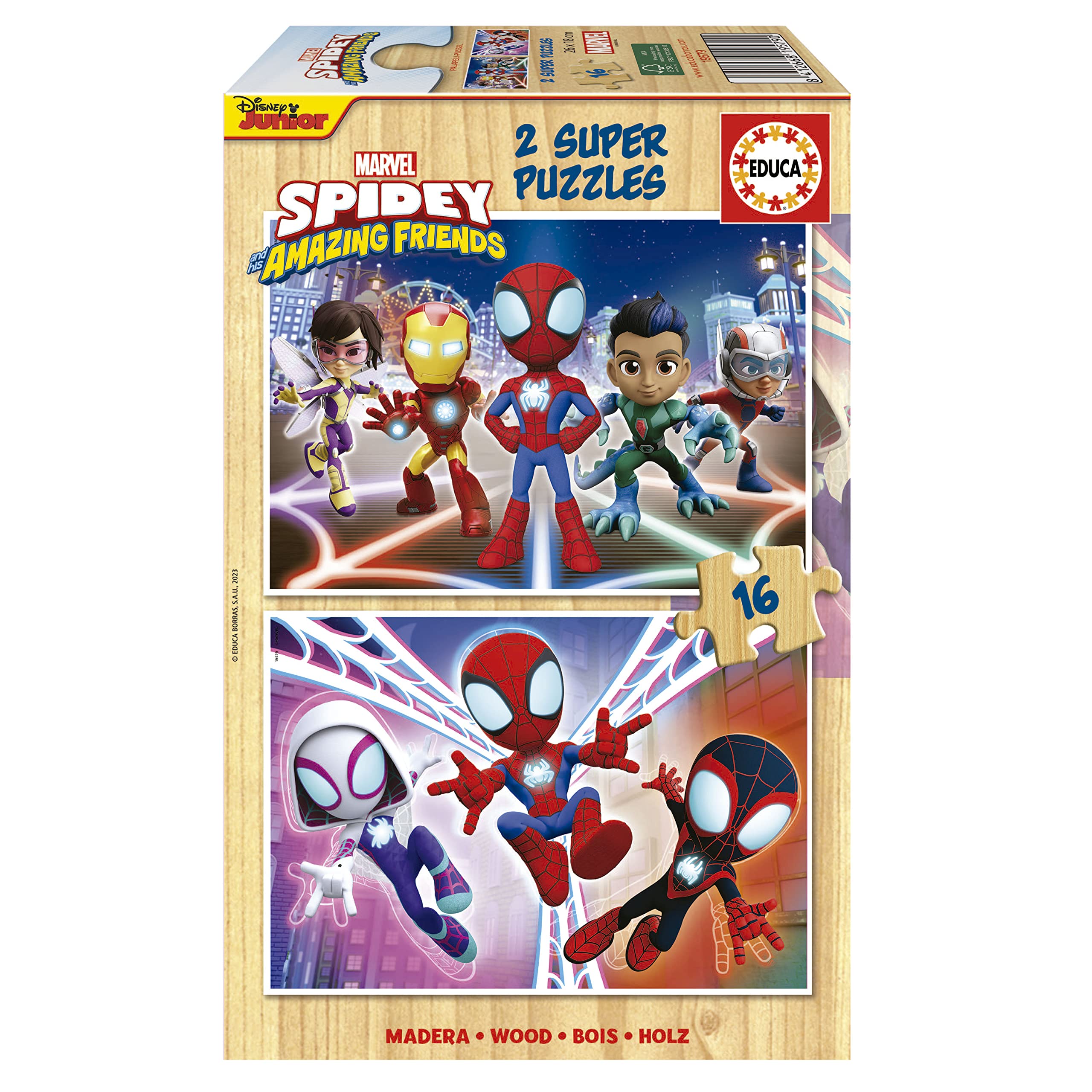 educa-19579-spidey-2x16-holzpuzzle-f-r-kinder-ab-3-jahren image 1