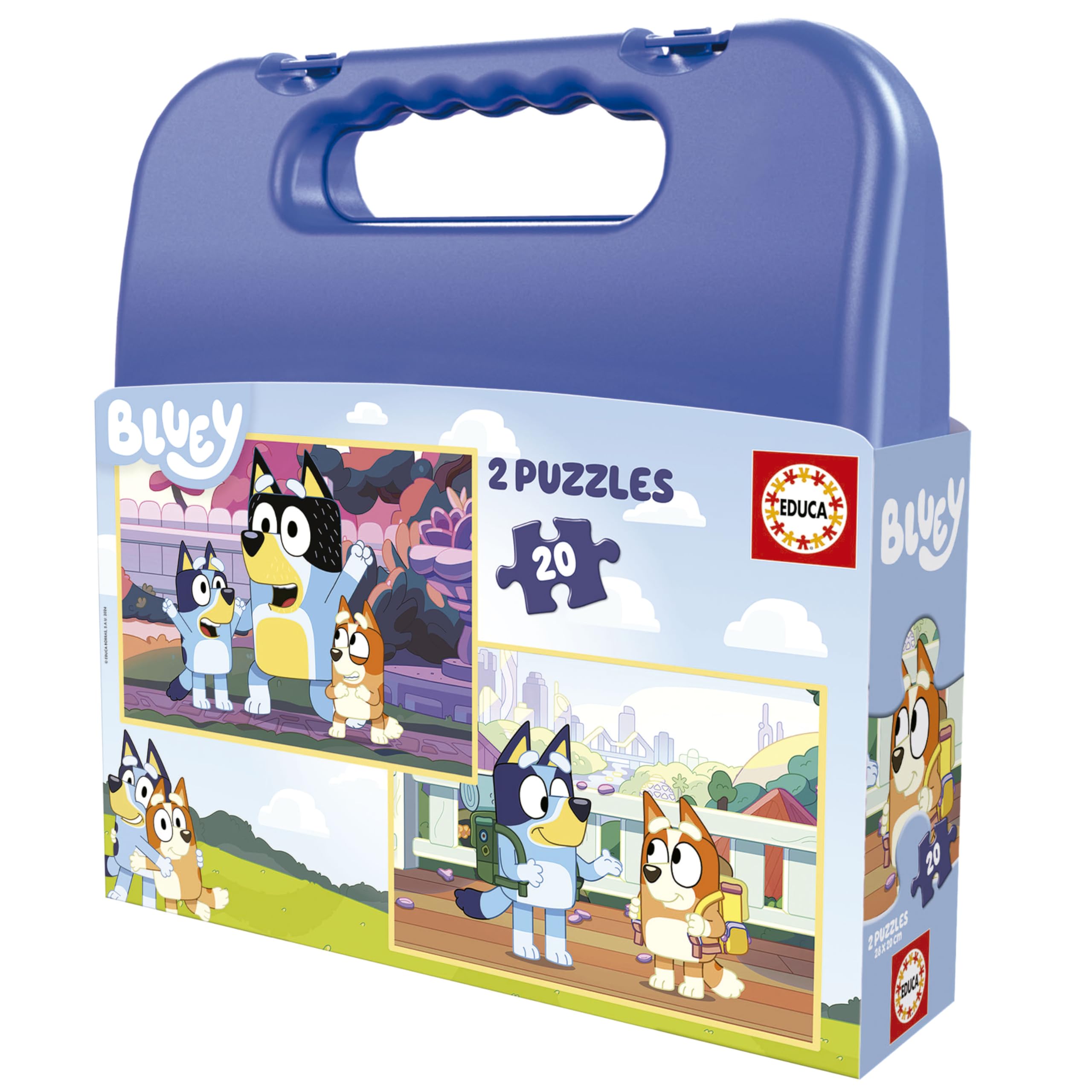 educa-19966-bluey-puzzle-2x20-teile-koffer-ab-4-jahren image 1