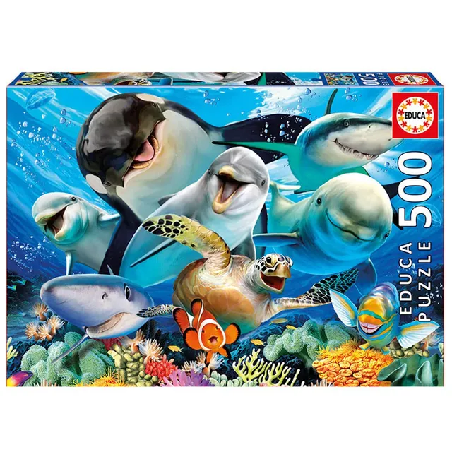 educa-meerestiere-selfie-17647-puzzle-500-teile-hai-delfin image 1