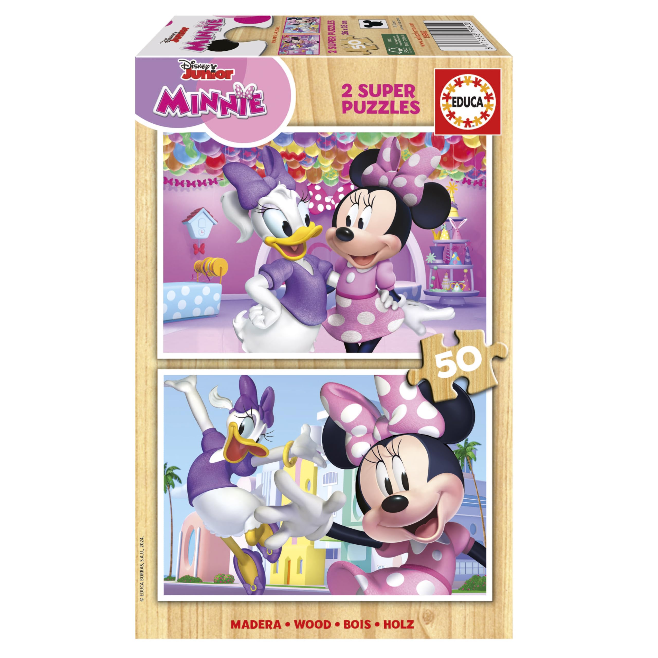 educa-19962-minnie-mouse-holzpuzzle-2x50-teile-ab-5-jahren image 1